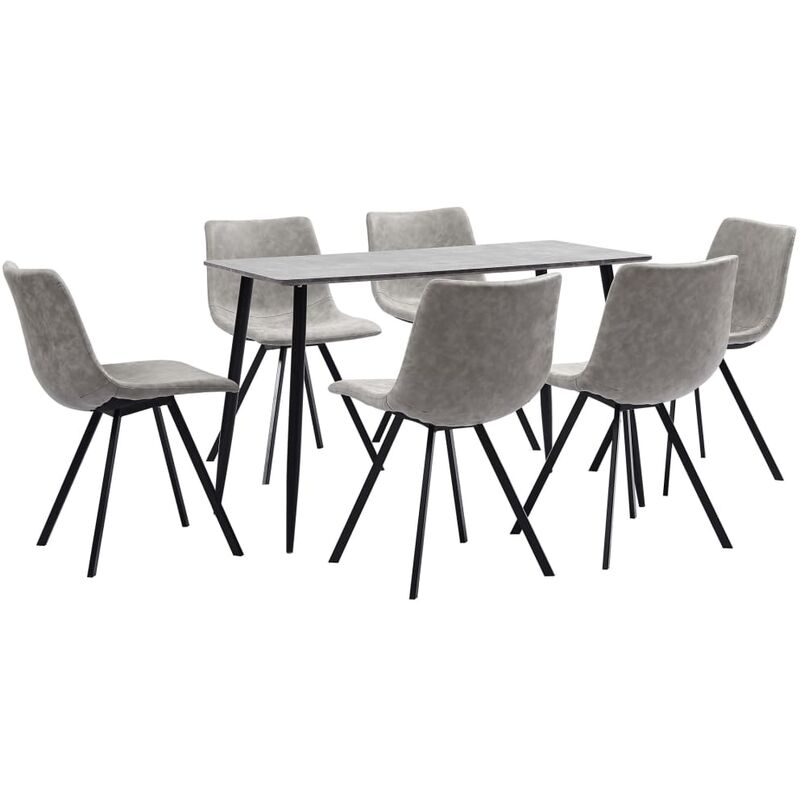

vidaXL Juego de Comedor Cuero Sintético 7 Piezas Gris Claro - Gris