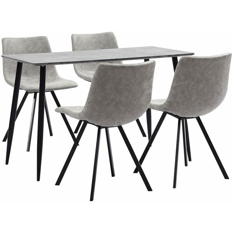 

vidaXL Juego de Comedor Cuero Sintético 5 Piezas Gris Claro - Gris