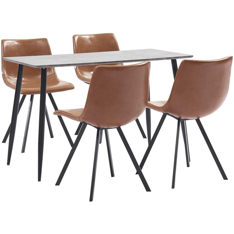 

vidaXL Juego de Comedor Cuero Sintético 5 Piezas Color Coñac - Marrón