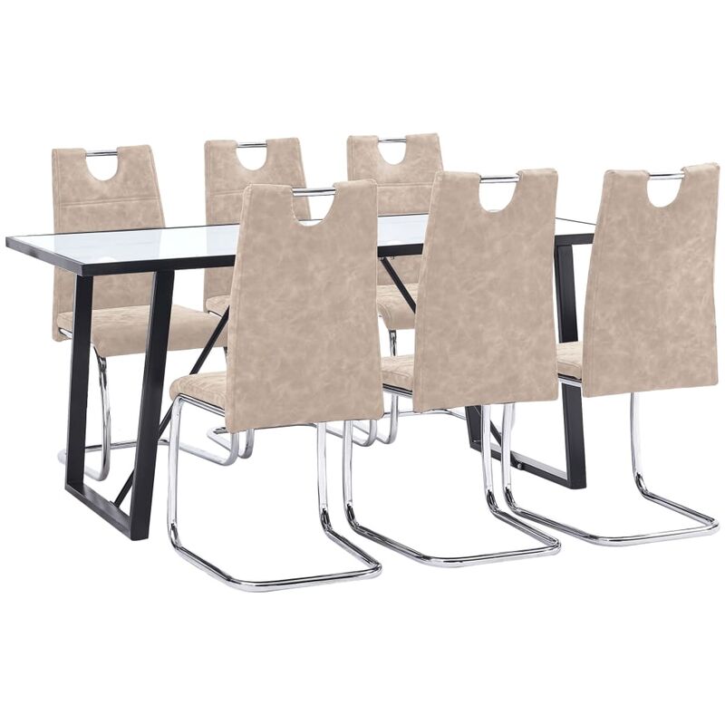 

Juego de comedor 7 piezas cuero sintético color crema