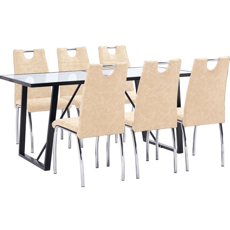 

Juego de comedor 7 piezas cuero sintético color crema