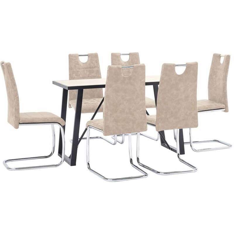 

Juego de comedor 7 piezas cuero sintético color crema