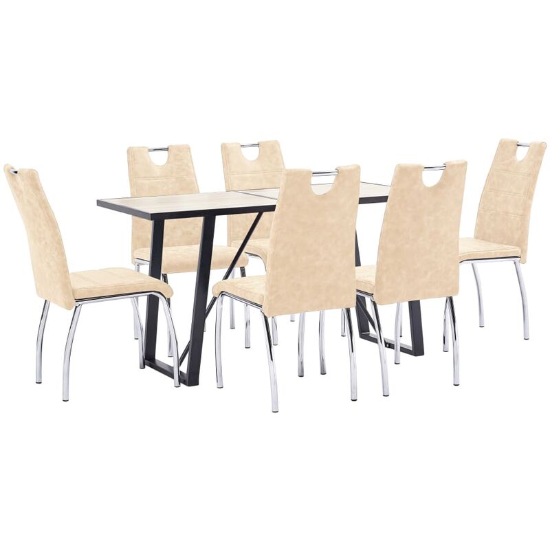 

Juego de comedor 7 piezas cuero sintético color crema