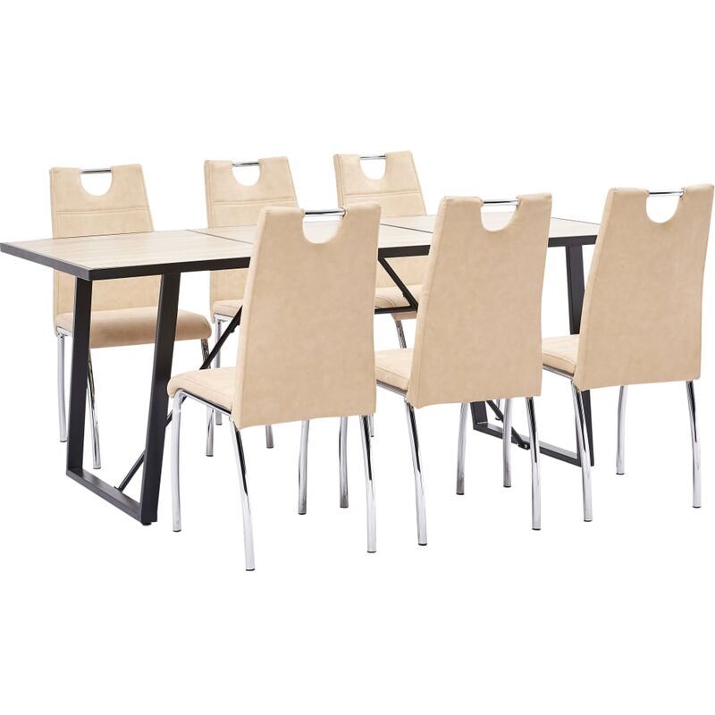 

Juego de comedor 7 piezas cuero sintético color crema
