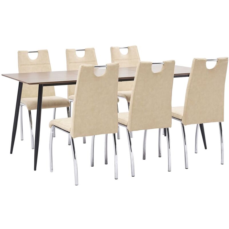 

Juego de comedor 7 piezas cuero sintético color crema