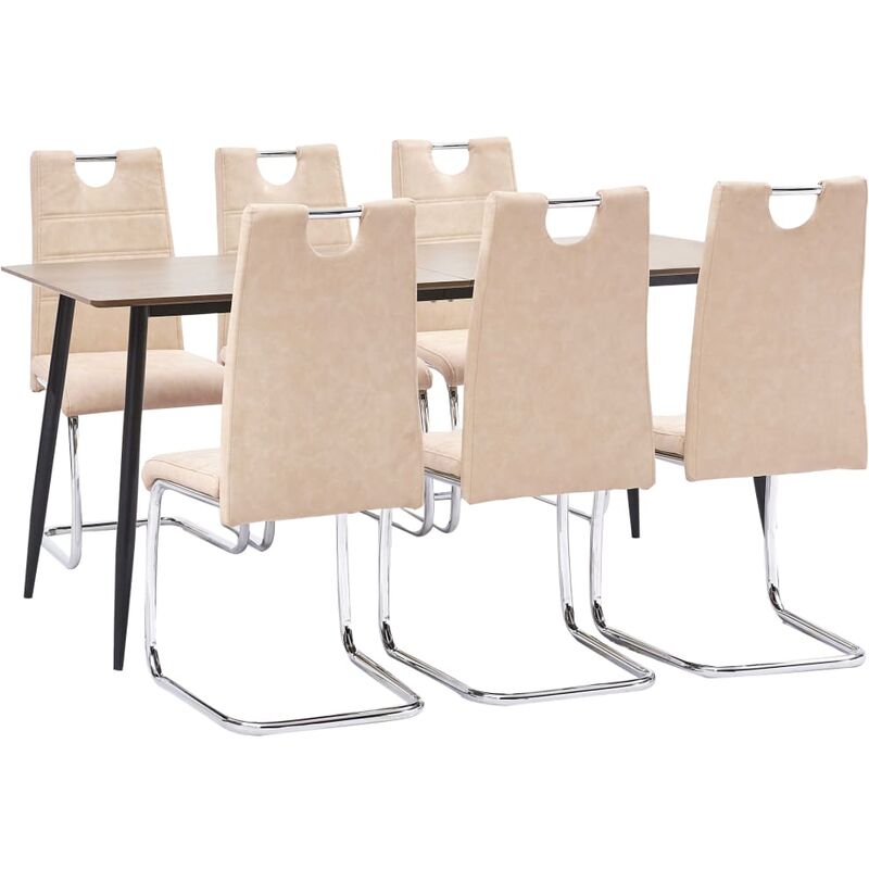 

Juego de comedor 7 piezas cuero sintético color crema