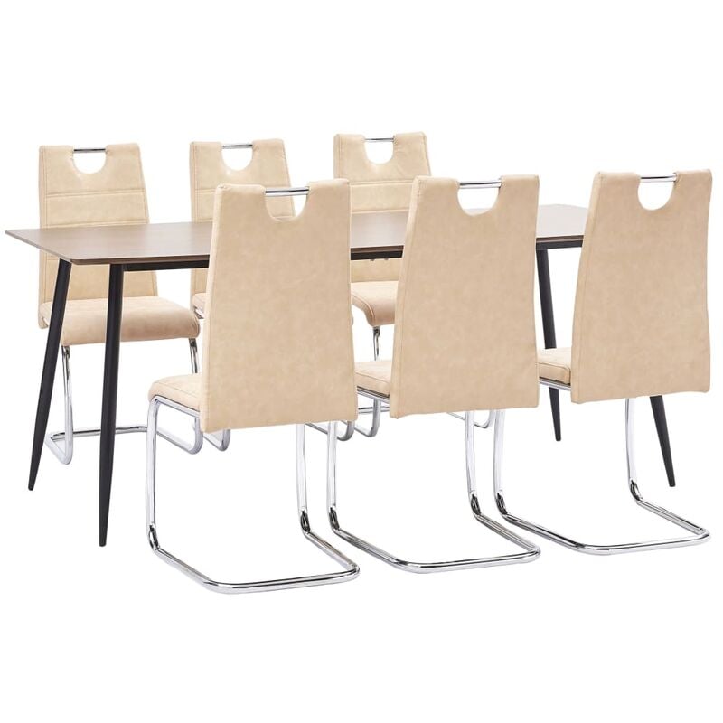 

Juego de comedor 7 piezas cuero sintético color crema