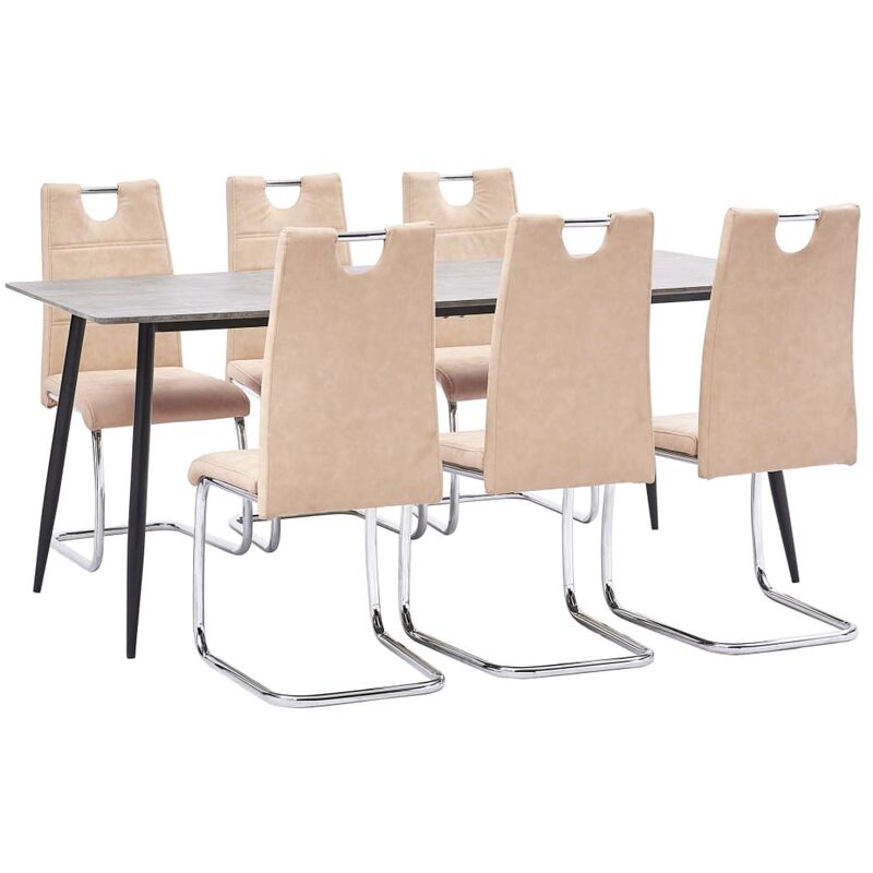 

Juego de comedor 7 piezas cuero sintético color crema
