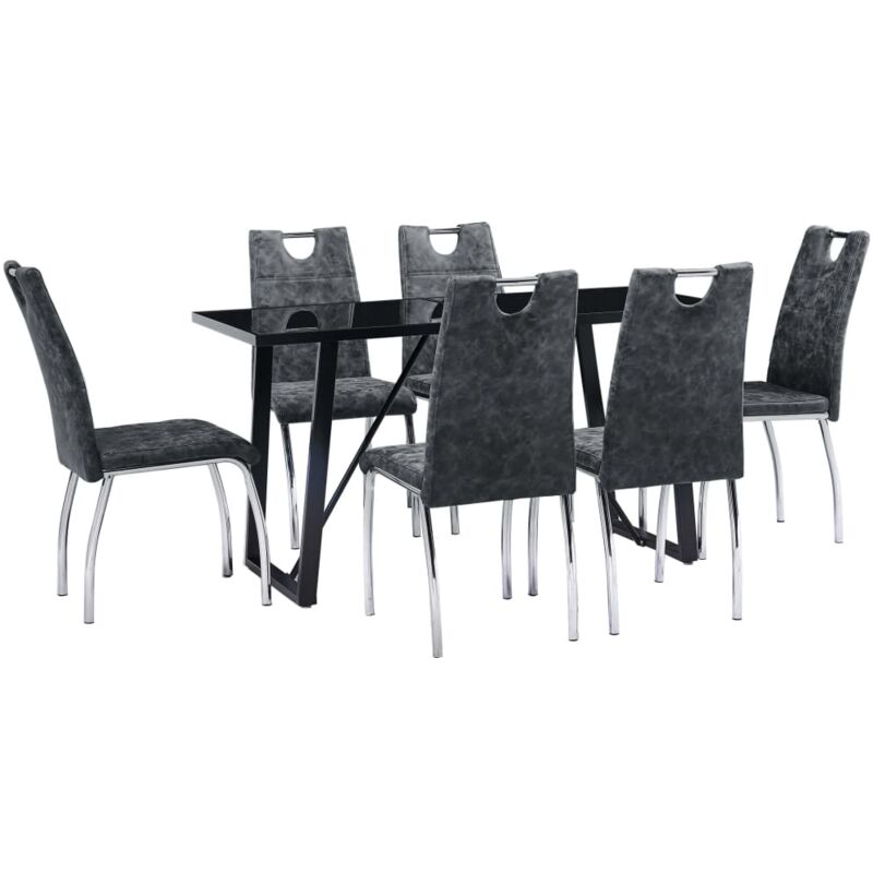 

vidaXL Juego de Comedor Cuero Sintético 7 Piezas Negro - Negro