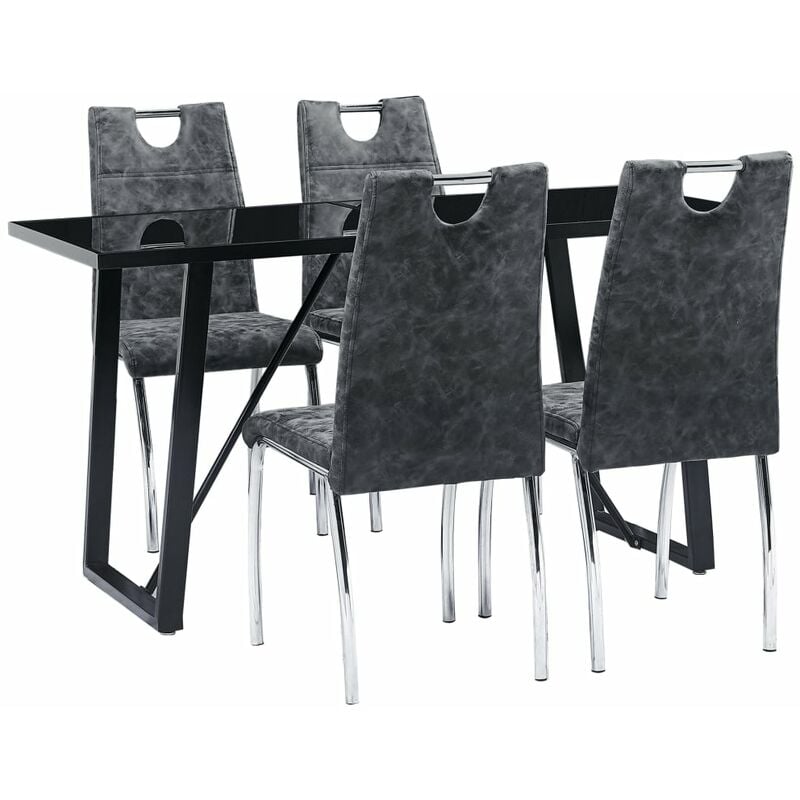 

vidaXL Juego de Comedor Cuero Sintético 5 Piezas Negro - Negro
