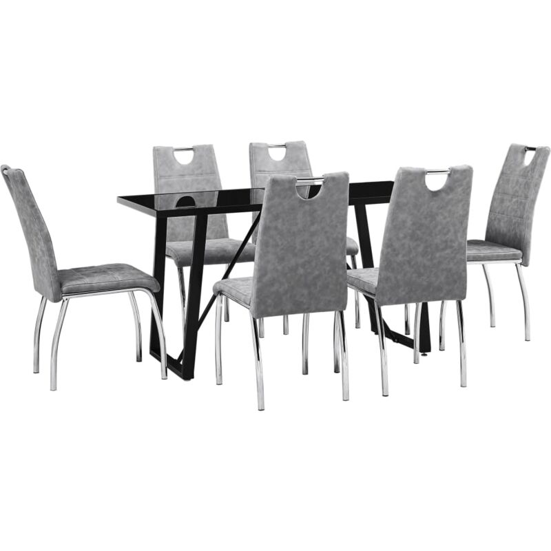 

vidaXL Juego de Comedor Cuero Sintético 7 Piezas Gris - Gris