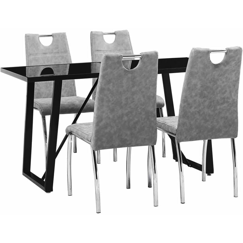 

vidaXL Juego de Comedor Cuero Sintético 5 Piezas Gris - Gris