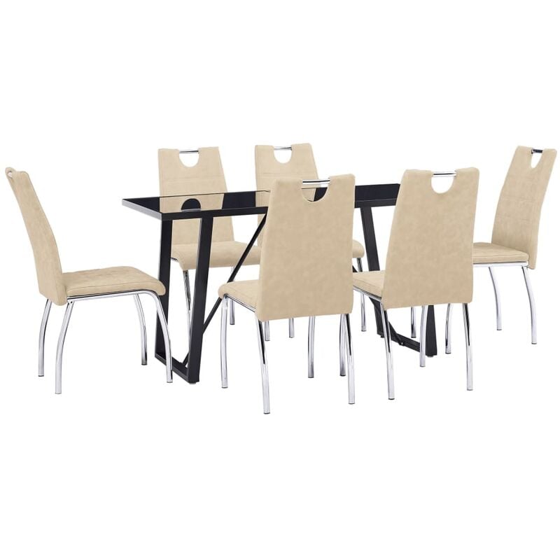 

vidaXL Juego de Comedor Cuero Sintético 7 Piezas Crema - Crema