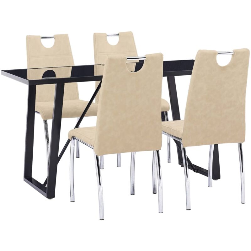 

vidaXL Juego de Comedor Cuero Sintético 5 Piezas Crema - Crema