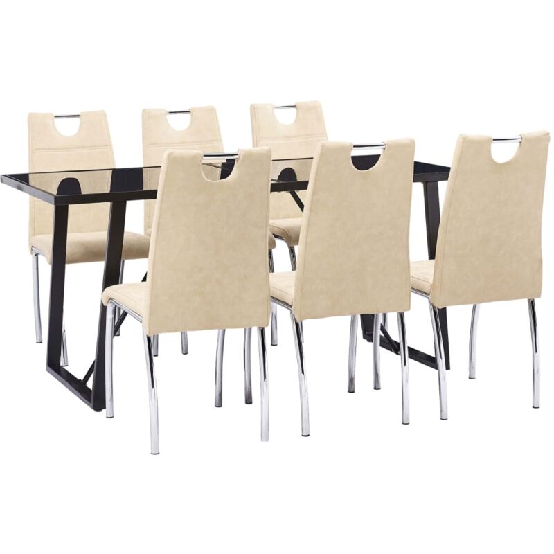 

vidaXL Juego de Comedor Cuero Sintético 7 Piezas Crema - Crema