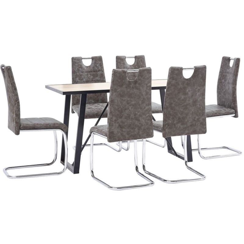 

vidaXL Juego de Comedor Cuero Sintético 7 Piezas Marrón - Marrón