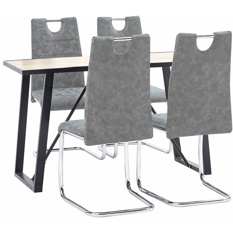 

vidaXL Juego de Comedor Cuero Sintético 5 Piezas Gris - Gris