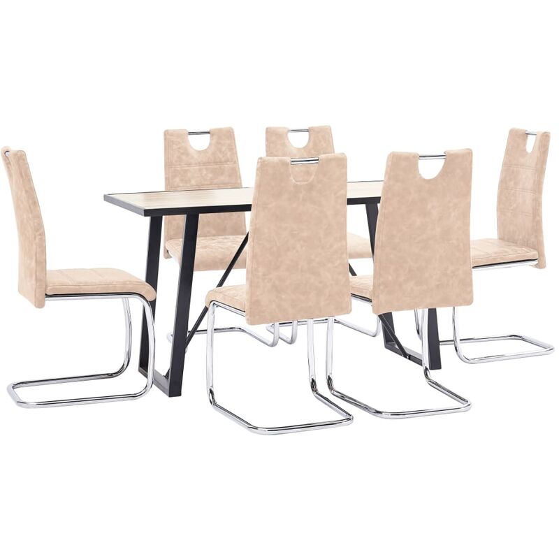 

vidaXL Juego de Comedor Cuero Sintético 7 Piezas Crema - Crema