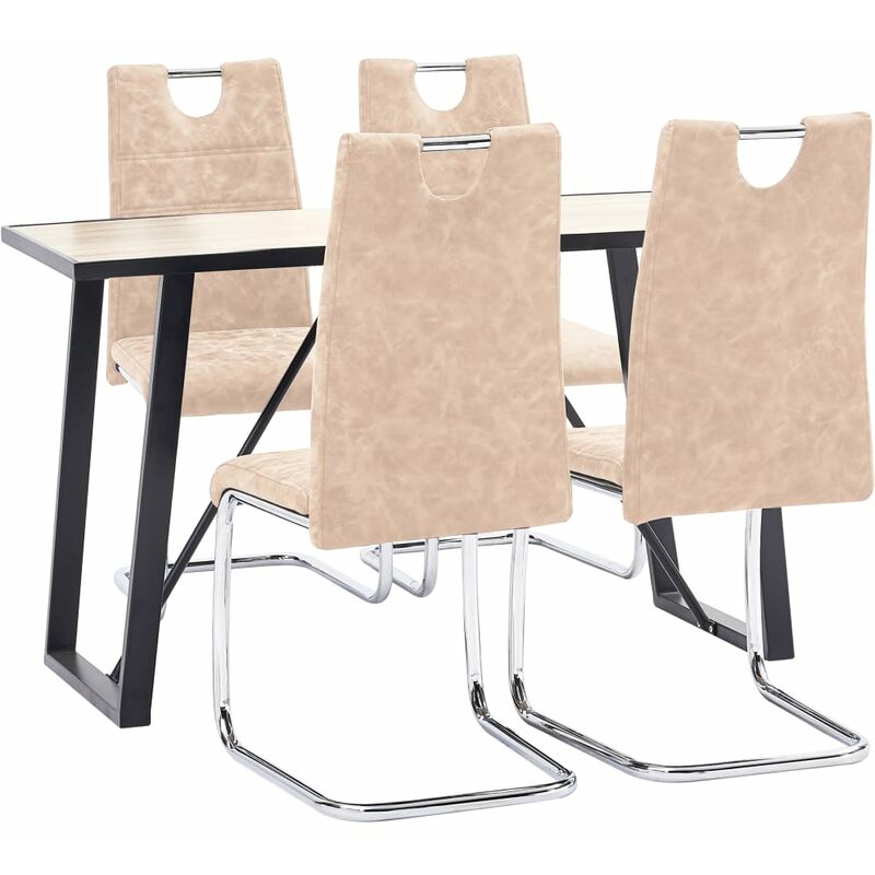 

vidaXL Juego de Comedor Cuero Sintético 5 Piezas Crema - Crema