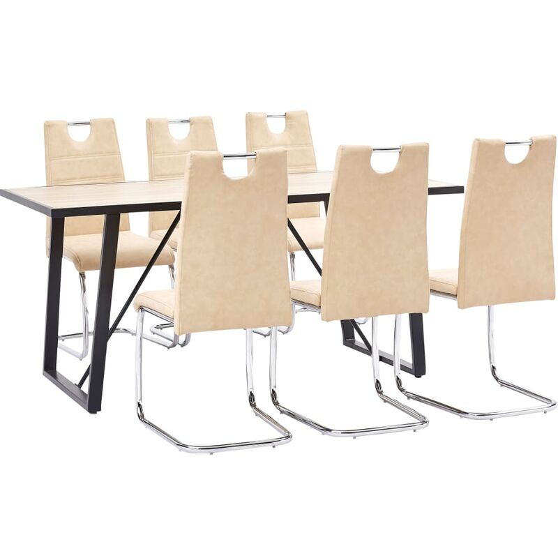 

vidaXL Juego de Comedor Cuero Sintético 7 Piezas Crema - Crema