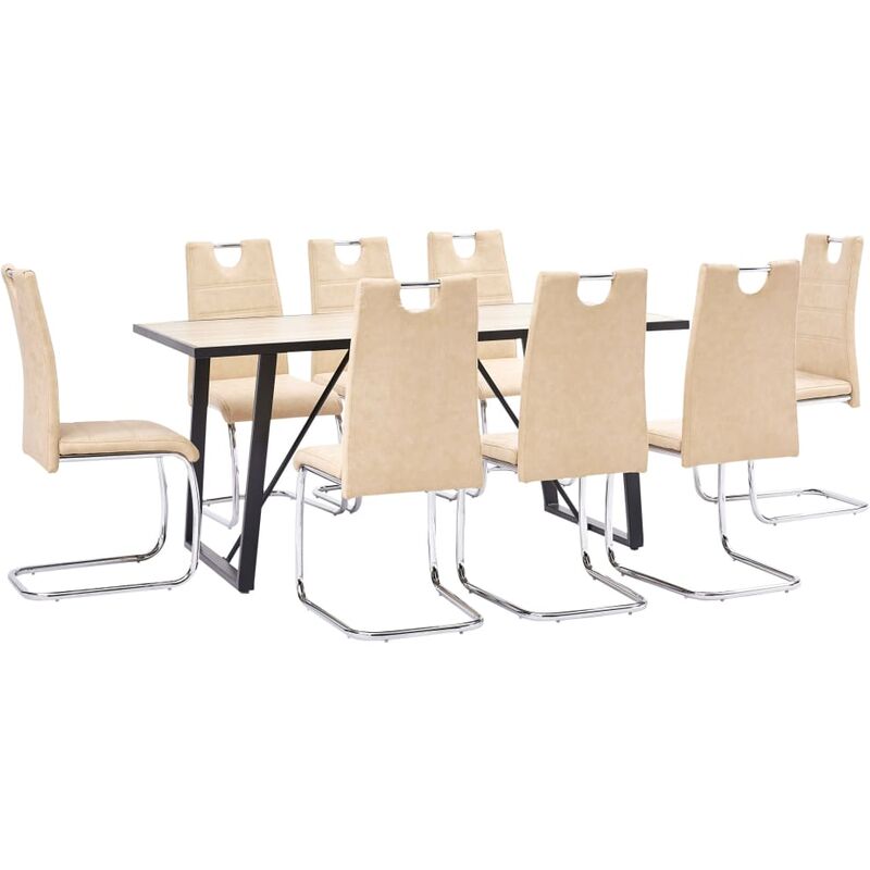 

vidaXL Juego de Comedor Cuero Sintético 9 Piezas Crema - Crema