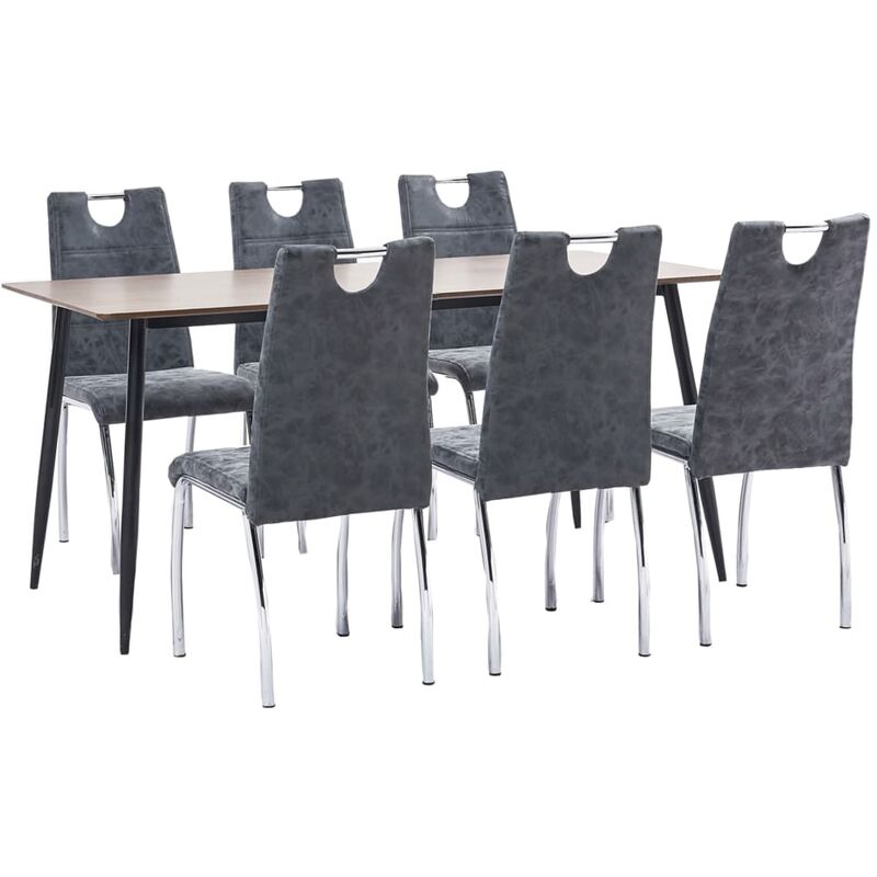 

vidaXL Juego de Comedor Cuero Sintético 7 Piezas Negro - Negro
