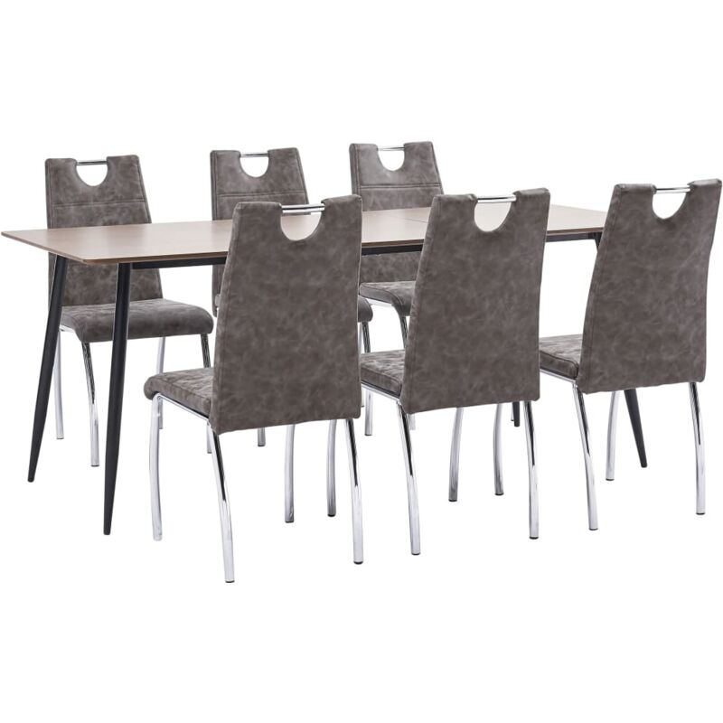 

vidaXL Juego de Comedor Cuero Sintético 7 Piezas Marrón - Marrón