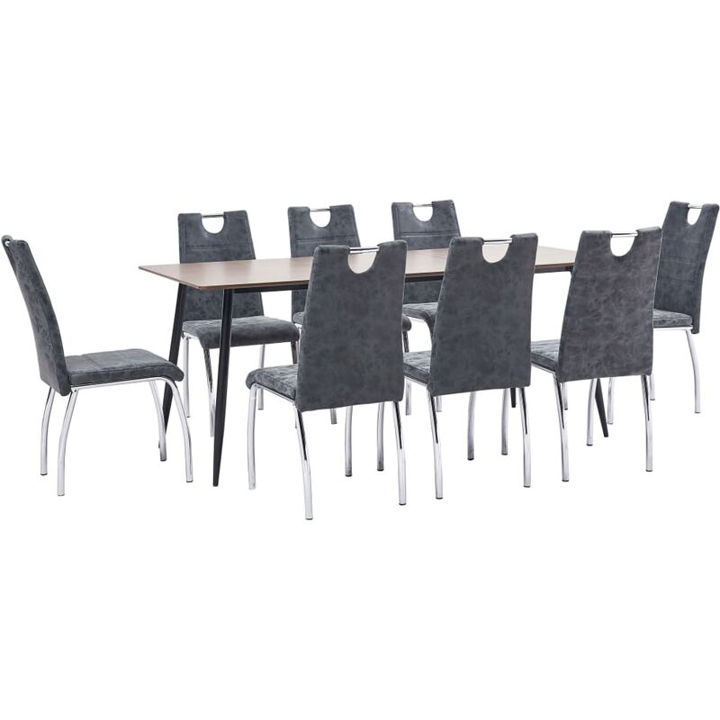 

vidaXL Juego de Comedor Cuero Sintético 9 Piezas Negro - Negro