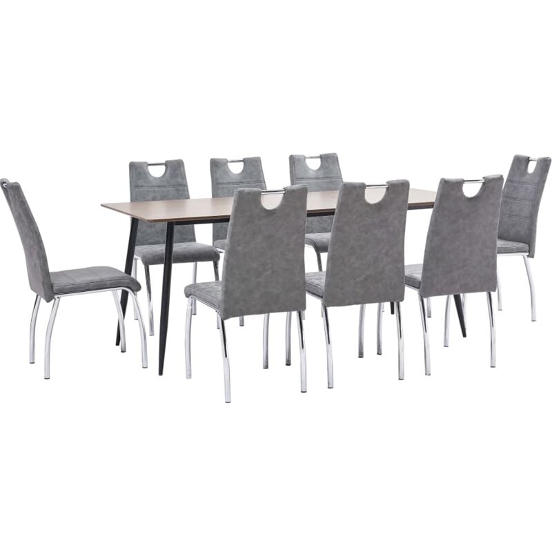 

vidaXL Juego de Comedor Cuero Sintético 9 Piezas Gris - Gris