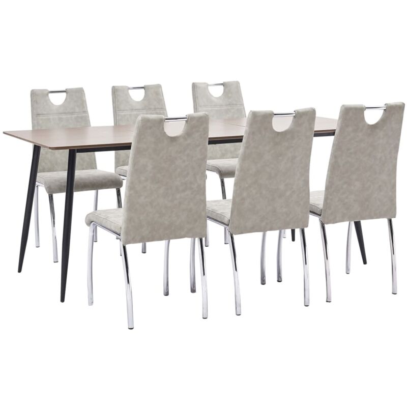 

vidaXL Juego de Comedor Cuero Sintético 7 Piezas Gris Claro - Gris