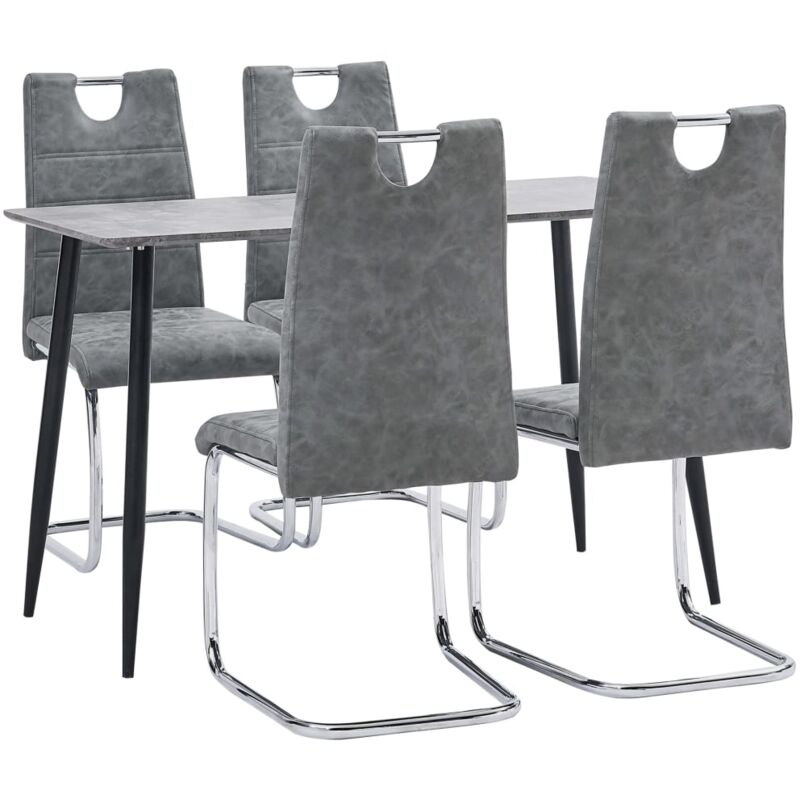 

vidaXL Juego de Comedor Cuero Sintético 5 Piezas Gris - Gris