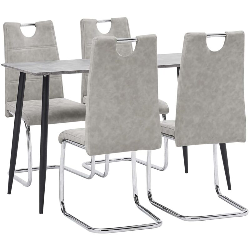 

vidaXL Juego de Comedor Cuero Sintético 5 Piezas Gris Claro - Gris