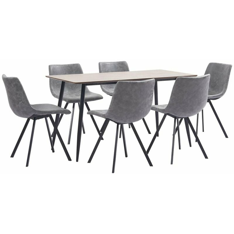 

Happyshopping - Juego de comedor 7 piezas cuero sintetico gris
