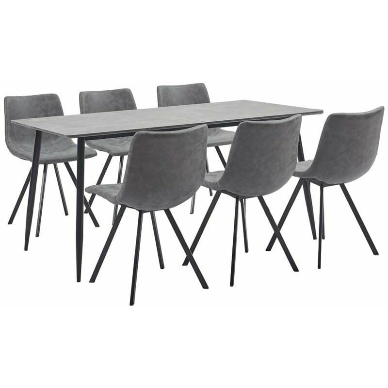 

Happyshopping - Juego de comedor 7 piezas cuero sintetico gris