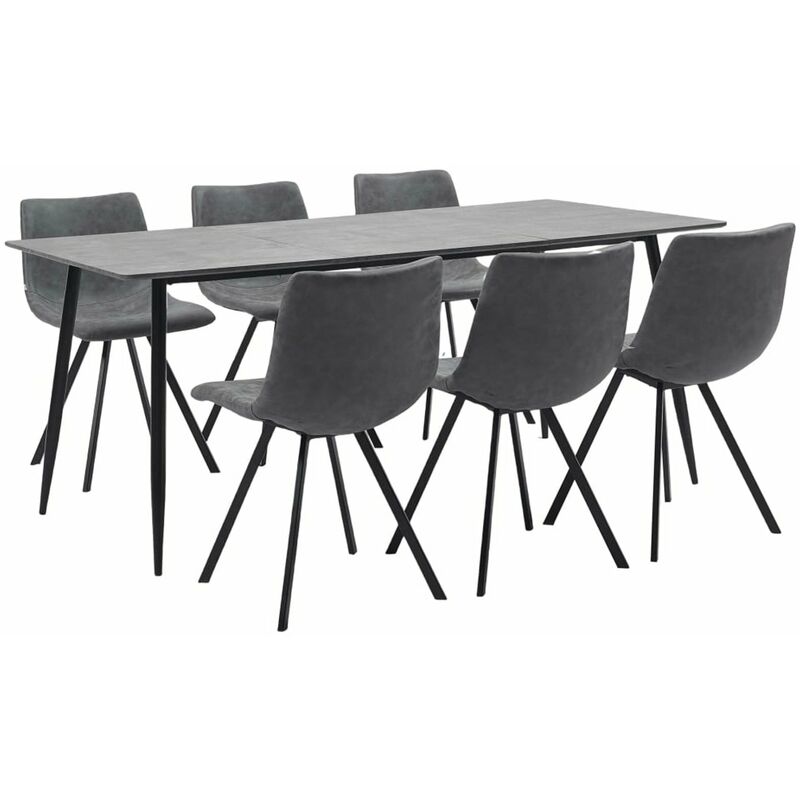 

Happyshopping - Juego de comedor 7 piezas cuero sintetico gris
