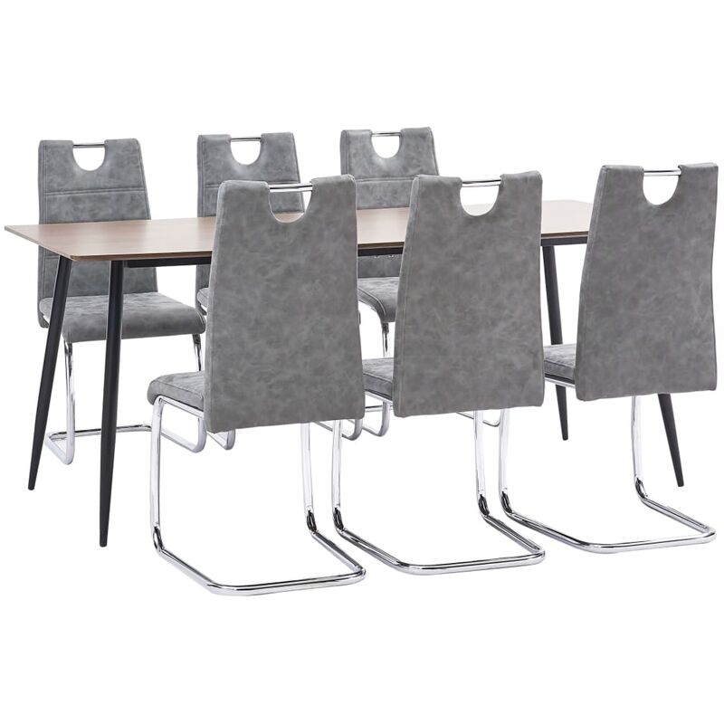

Juego de comedor 7 piezas cuero sintético gris