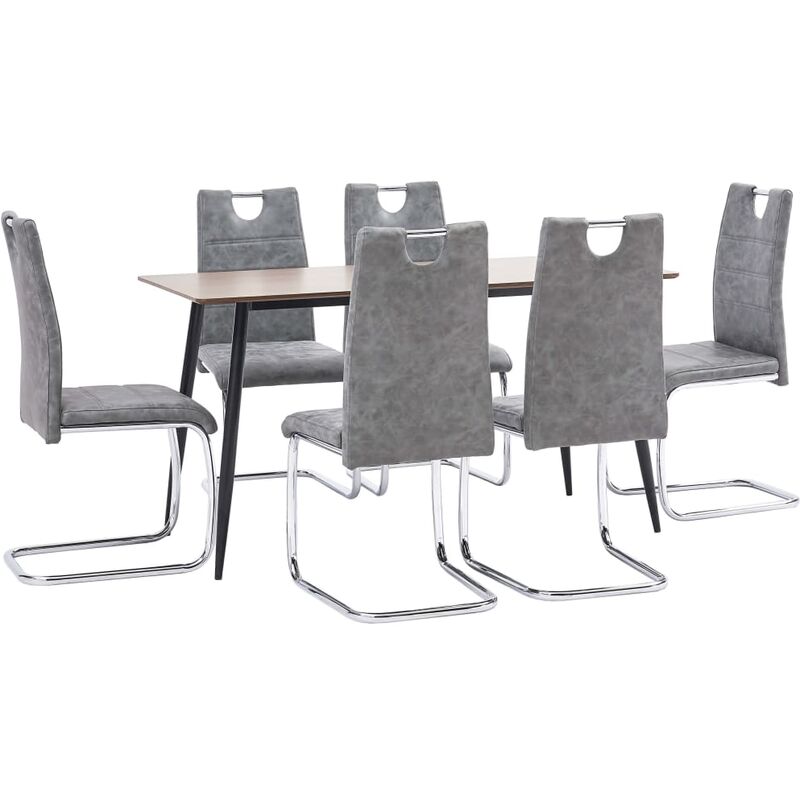 

Juego de comedor 7 piezas cuero sintético gris