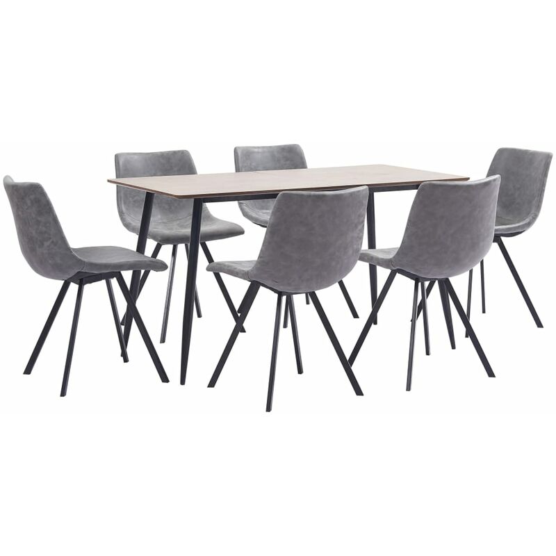 

Juego de comedor 7 piezas cuero sintético gris