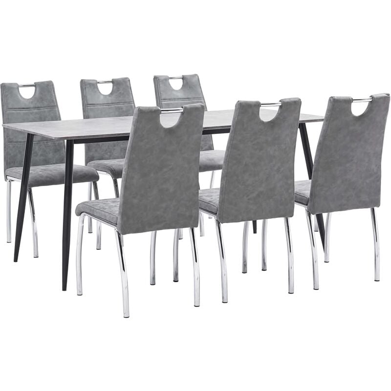 

Juego de comedor 7 piezas cuero sintético gris