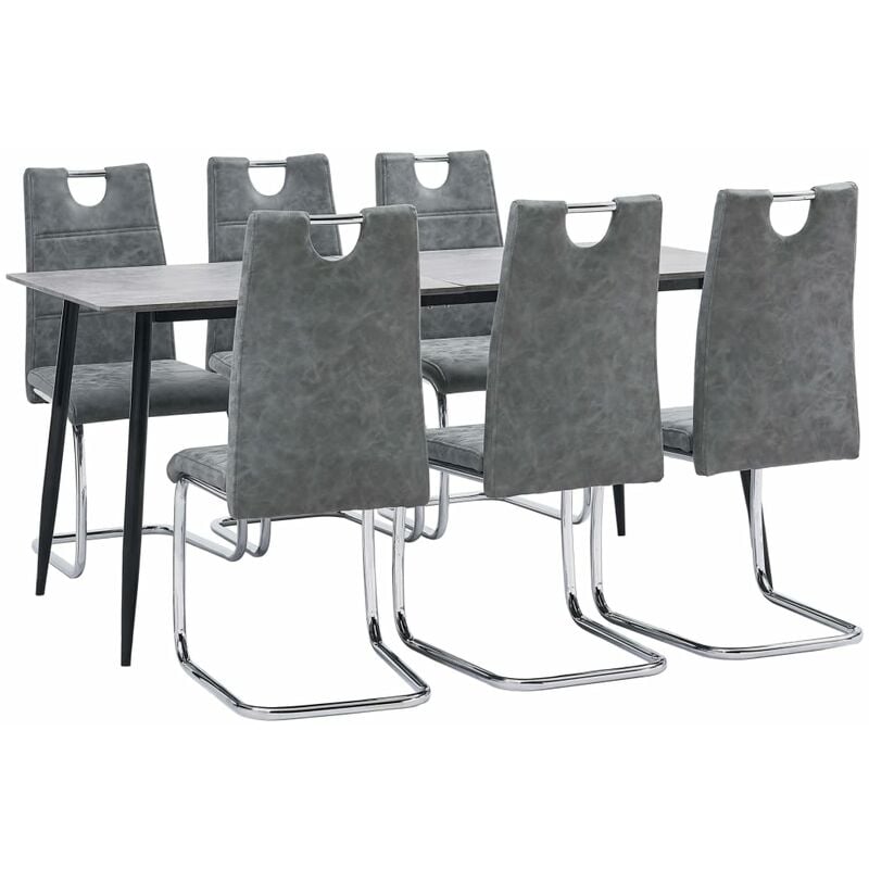 

Juego de comedor 7 piezas cuero sintético gris