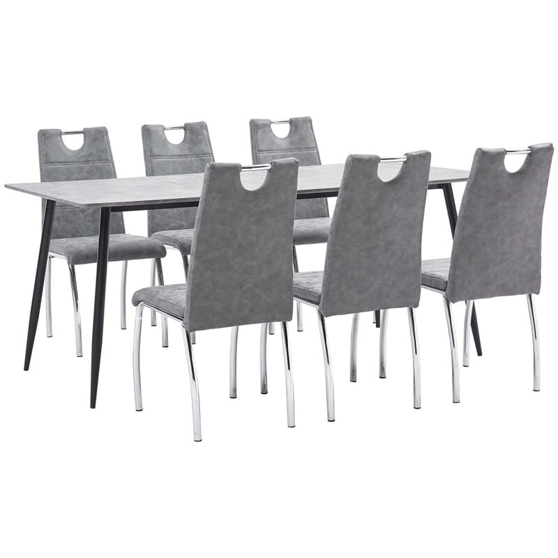 

Juego de comedor 7 piezas cuero sintético gris