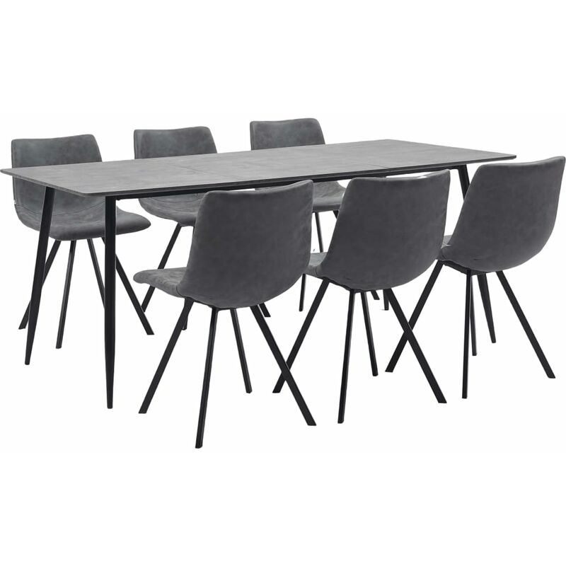

Juego de comedor 7 piezas cuero sintético gris