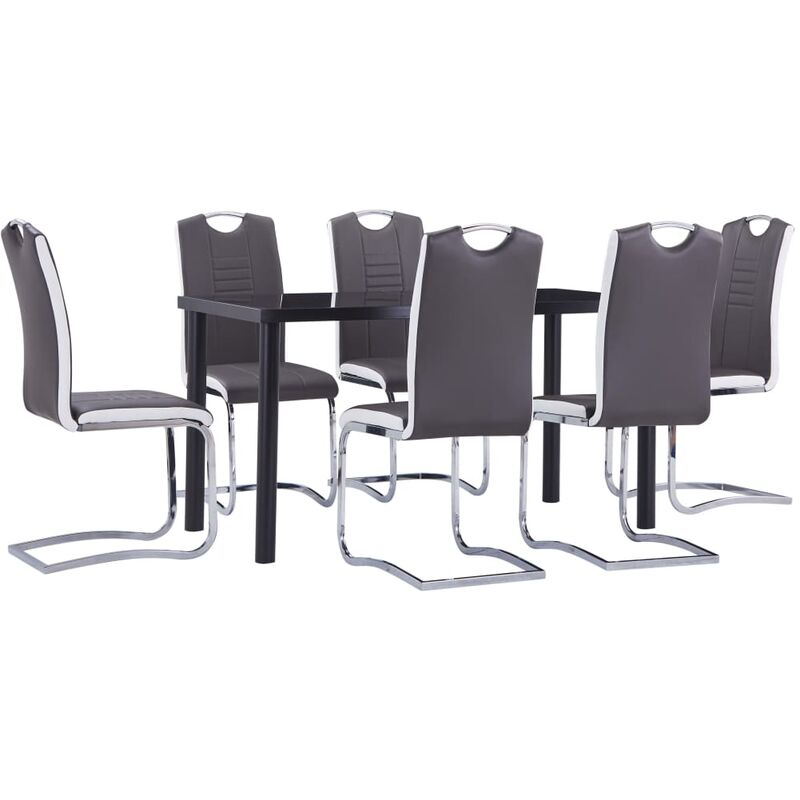 

Juego de comedor 7 piezas cuero sintético gris