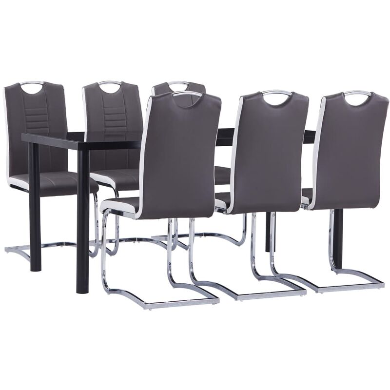 

Juego de comedor 7 piezas cuero sintético gris