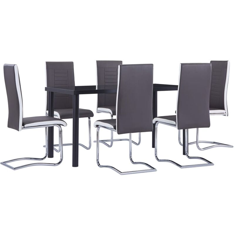 

Juego de comedor 7 piezas cuero sintético gris
