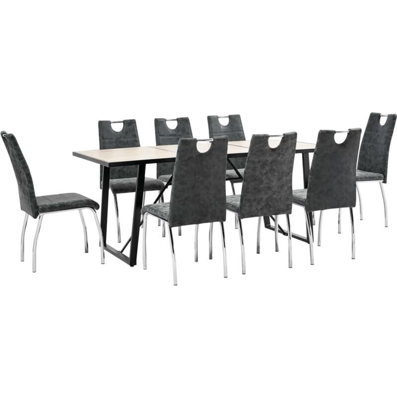 

vidaXL Juego de Comedor Cuero Sintético 9 Piezas Negro - Negro