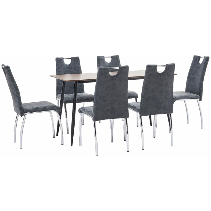 

vidaXL Juego de Comedor Cuero Sintético 7 Piezas Negro - Negro
