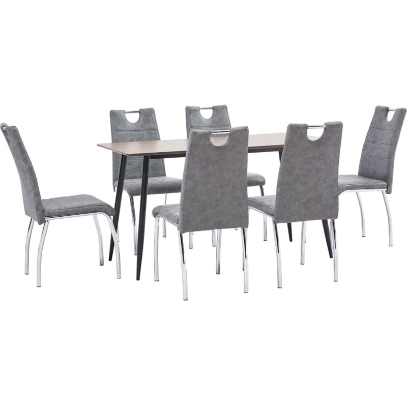 

vidaXL Juego de Comedor Cuero Sintético 7 Piezas Gris - Gris