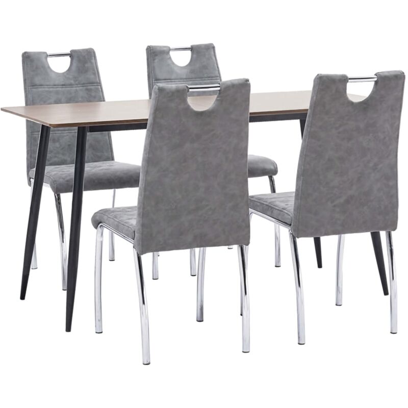 

vidaXL Juego de Comedor Cuero Sintético 5 Piezas Gris - Gris