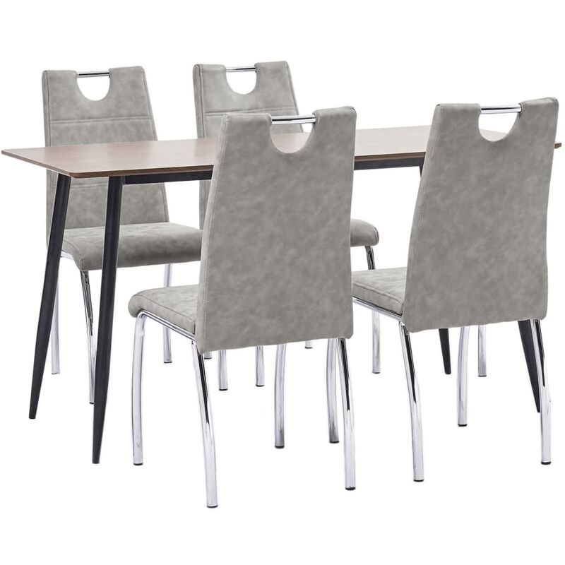 

vidaXL Juego de Comedor Cuero Sintético 5 Piezas Gris Claro - Gris